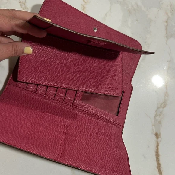 Coach Brown Signature Pattern Continental Wallet - Picture 7 of 11